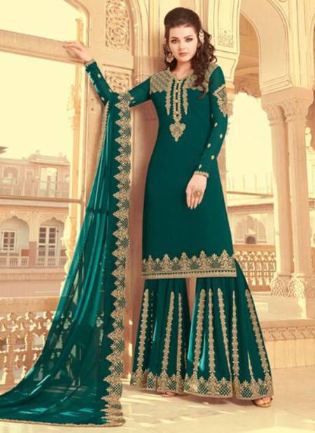 Bottle Green Colour Zarkan Rama Razi New Designer Ethnic Wear Georgette Suit Collection 30031